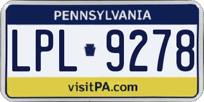 PA license plate LPL9278