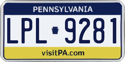 PA license plate LPL9281