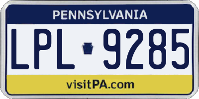 PA license plate LPL9285