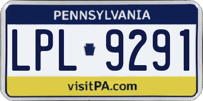 PA license plate LPL9291