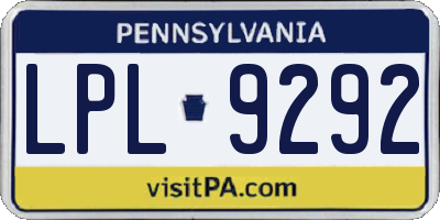 PA license plate LPL9292
