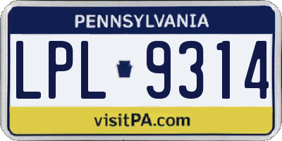 PA license plate LPL9314