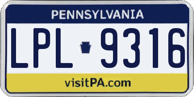 PA license plate LPL9316