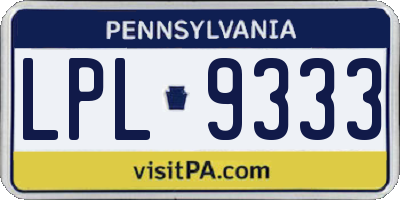 PA license plate LPL9333