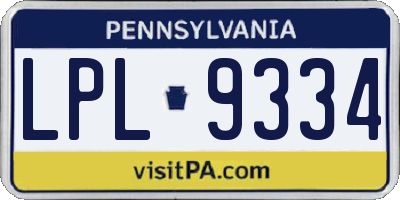 PA license plate LPL9334