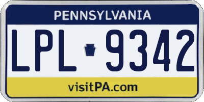 PA license plate LPL9342