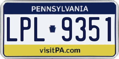 PA license plate LPL9351