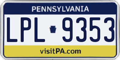 PA license plate LPL9353