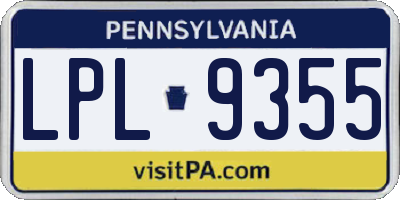 PA license plate LPL9355