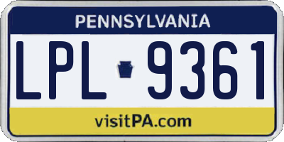 PA license plate LPL9361