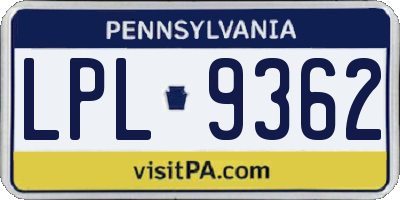PA license plate LPL9362