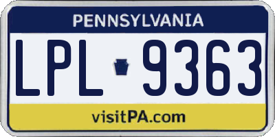PA license plate LPL9363