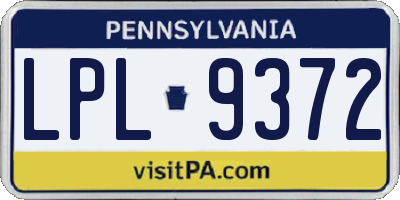 PA license plate LPL9372