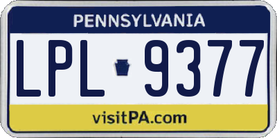 PA license plate LPL9377