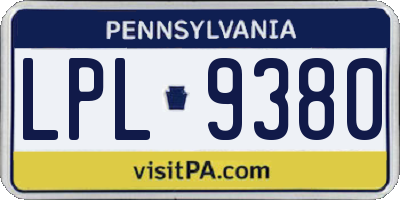 PA license plate LPL9380