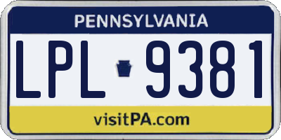 PA license plate LPL9381