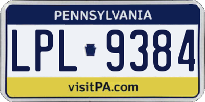 PA license plate LPL9384