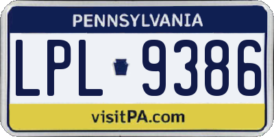 PA license plate LPL9386