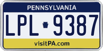 PA license plate LPL9387