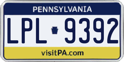 PA license plate LPL9392