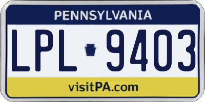 PA license plate LPL9403