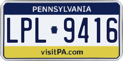 PA license plate LPL9416