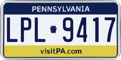 PA license plate LPL9417