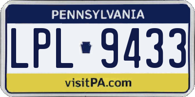 PA license plate LPL9433