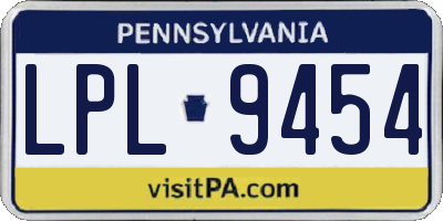 PA license plate LPL9454