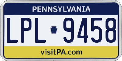 PA license plate LPL9458