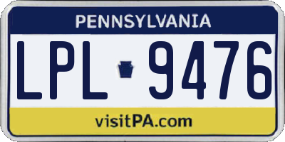 PA license plate LPL9476