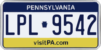 PA license plate LPL9542