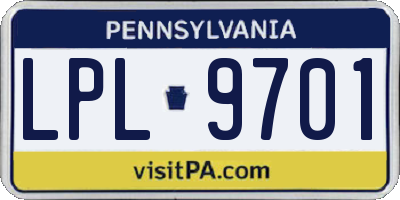 PA license plate LPL9701