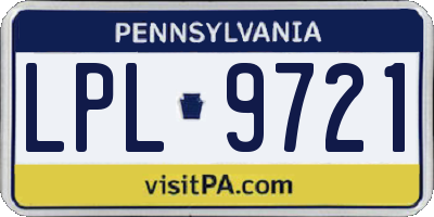 PA license plate LPL9721