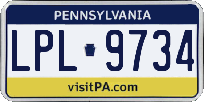 PA license plate LPL9734