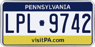 PA license plate LPL9742