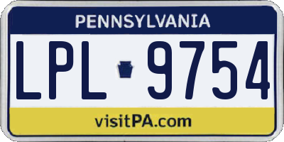 PA license plate LPL9754