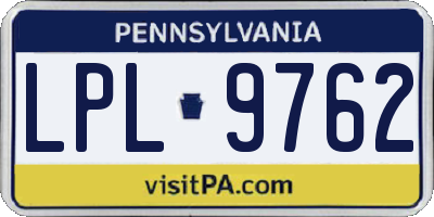 PA license plate LPL9762