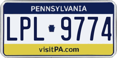 PA license plate LPL9774