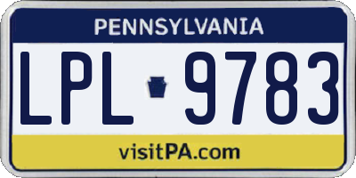PA license plate LPL9783