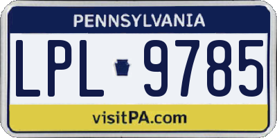PA license plate LPL9785