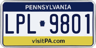 PA license plate LPL9801