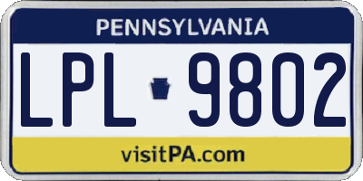 PA license plate LPL9802
