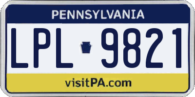 PA license plate LPL9821