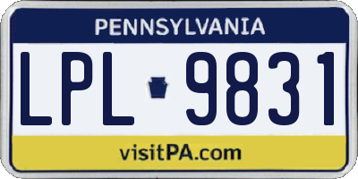 PA license plate LPL9831