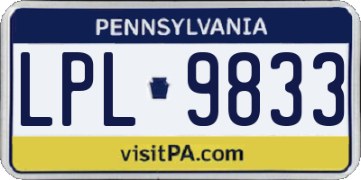 PA license plate LPL9833