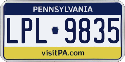 PA license plate LPL9835