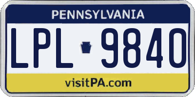 PA license plate LPL9840