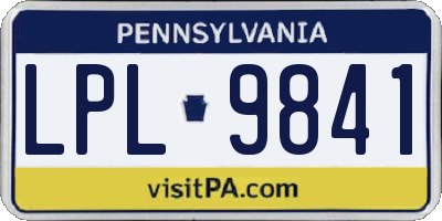 PA license plate LPL9841