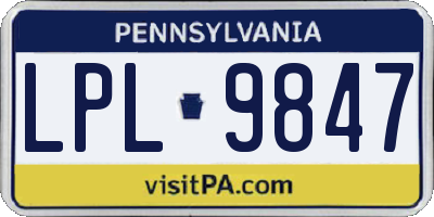 PA license plate LPL9847